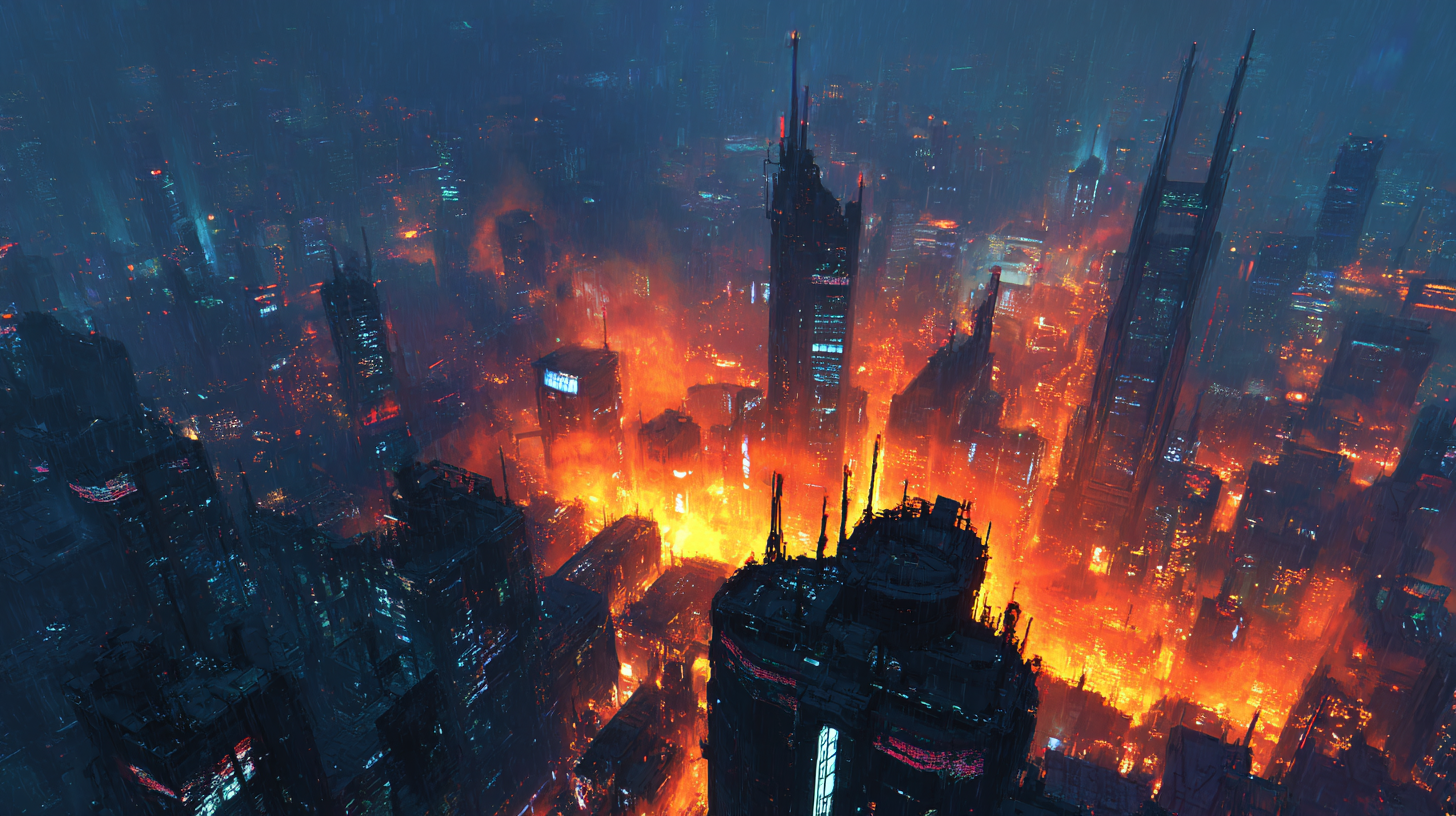 The Undying Saga cyberpunk city cover artwork